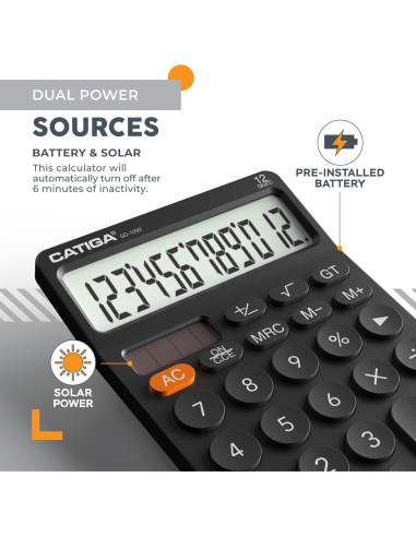 Calculadora de escritorio CATIGA SD-1292 12 dígitos solar
