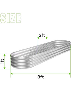 Kit Jardín Elevado Galvanizado Land Guard 240x60x30 cm Plata 2