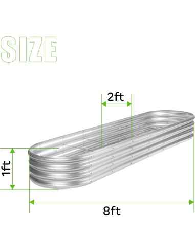 Kit Jardín Elevado Galvanizado Land Guard 240x60x30 cm Plata
