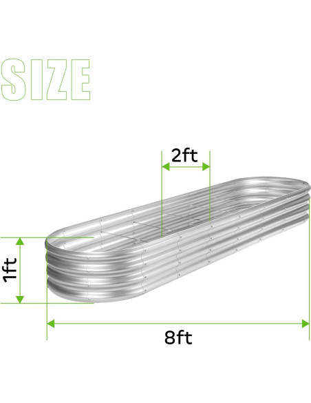 Kit Jardín Elevado Galvanizado Land Guard 240x60x30 cm Plata