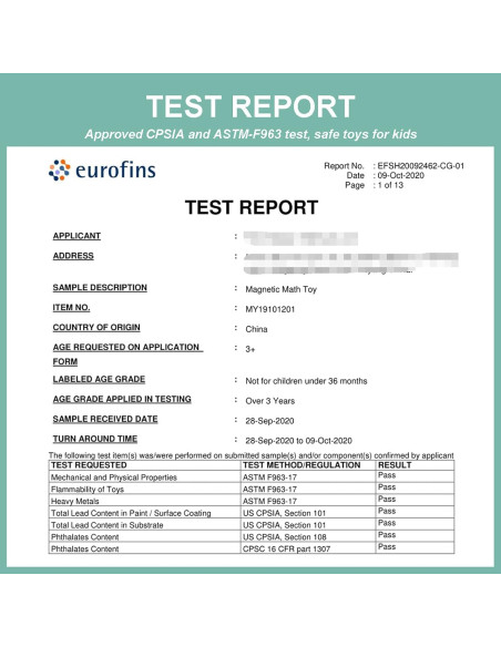 Juguetes Magnéticos MICKYU Matemáticas 12 Piezas Montessori