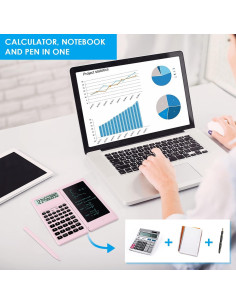 Calculadora Científica IPepul Rosa 10 Dígitos y Bloc de Notas 2