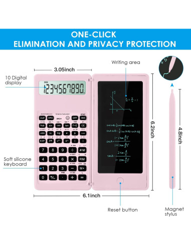 Calculadora Científica IPepul Rosa 10 Dígitos y Bloc de Notas