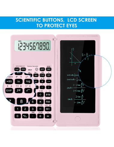 Calculadora Científica IPepul Rosa 10 Dígitos y Bloc de Notas