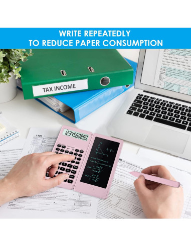 Calculadora Científica IPepul Rosa 10 Dígitos y Bloc de Notas