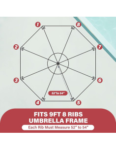 Toldo Sombrilla Patio YSSOA 9' Rojo Reemplazo 8 Varillas 2