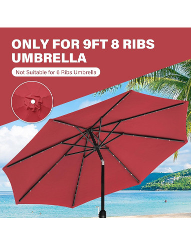 Toldo Sombrilla Patio YSSOA 9' Rojo Reemplazo 8 Varillas