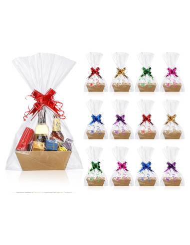 Juego de 50 Cestas de Regalo Canlierr con Lazos y Bolsas