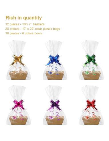 Juego de 50 Cestas de Regalo Canlierr con Lazos y Bolsas