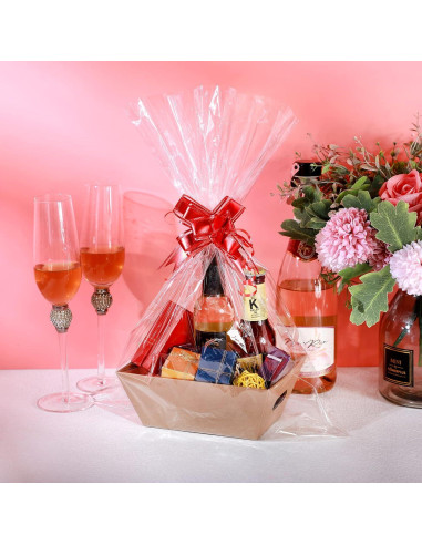 Juego de 50 Cestas de Regalo Canlierr con Lazos y Bolsas