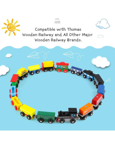 Juego de tren magnético de madera 16 piezas Wondertoys