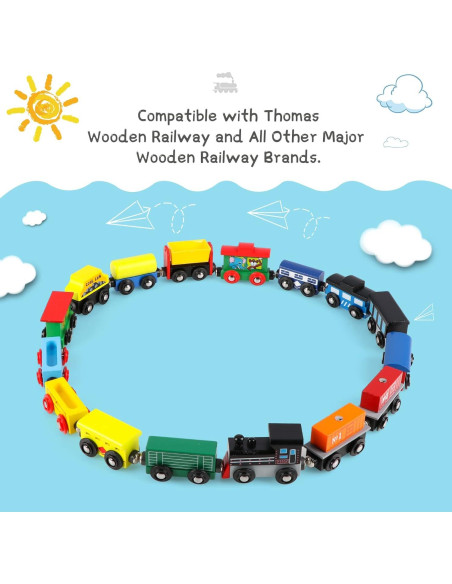Juego de tren magnético de madera 16 piezas Wondertoys