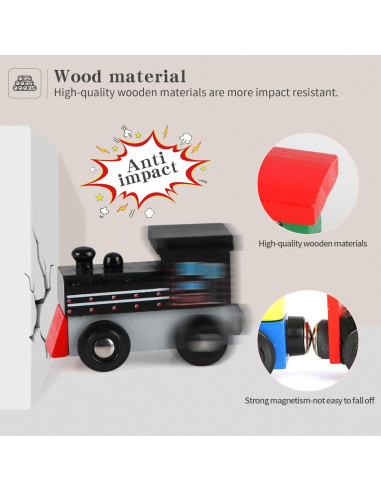 Juego de tren magnético de madera 16 piezas Wondertoys