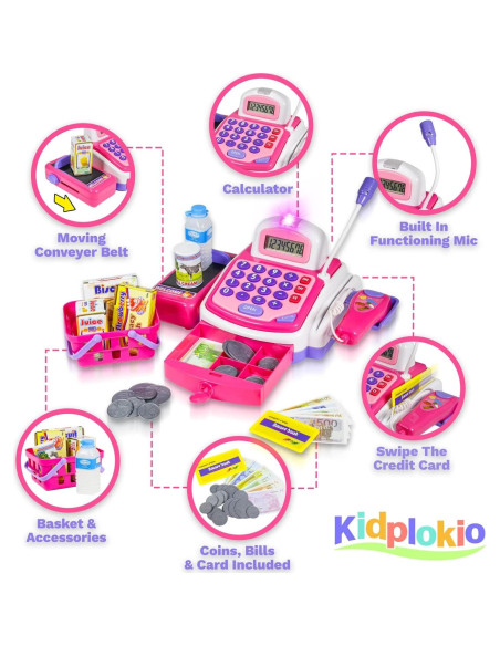 Caja Registradora de Juguete Kidplokio Rosa 35.56x15.24cm