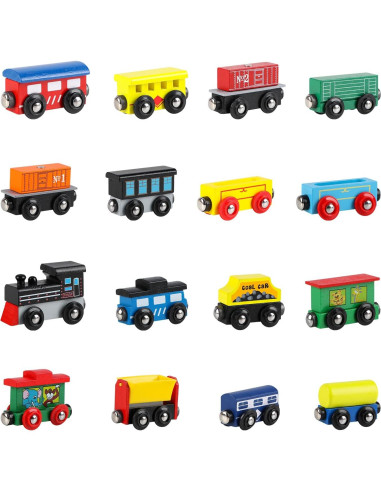 Juego de tren magnético de madera 16 piezas Wondertoys