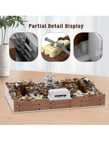 Conjunto de Bloques MOOXI Fortificaciones WWII 1351 Piezas