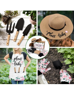 Kit de Jardinería Percozzi para Mujeres con Sombrero y Guantes 2