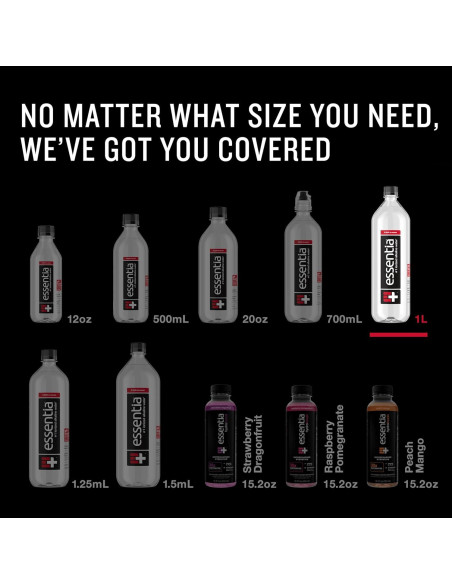 Agua Alcalina Essentia 1L x12, pH 9.5, 99.9% Pura