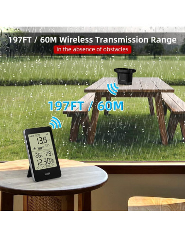 Pluviómetro Digital Inalámbrico Uzoli EM3356E con Termómetro