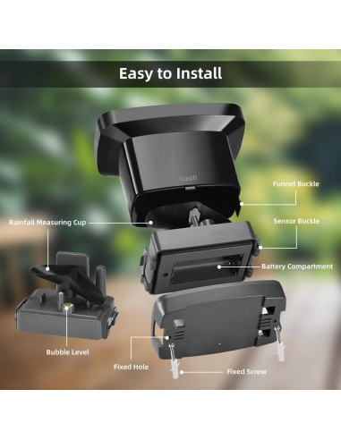 Pluviómetro Digital Inalámbrico Uzoli EM3356E con Termómetro