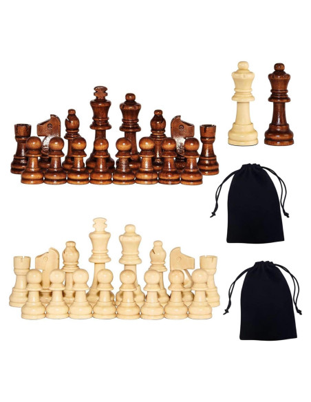 Piezas de Ajedrez de Madera Baspoom 7,62 cm con Bolsa