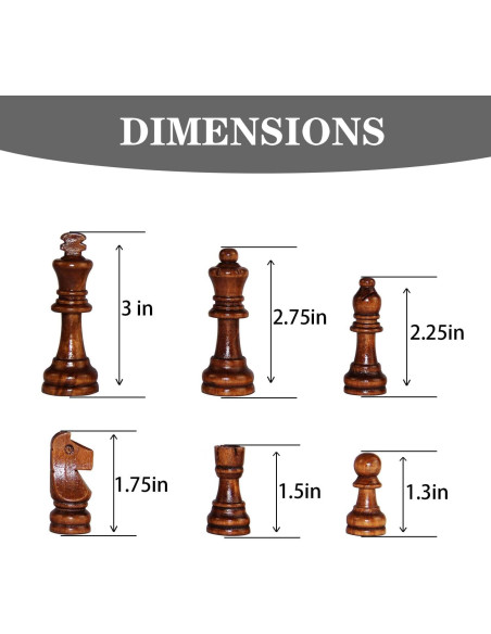 Piezas de Ajedrez de Madera Baspoom 7,62 cm con Bolsa