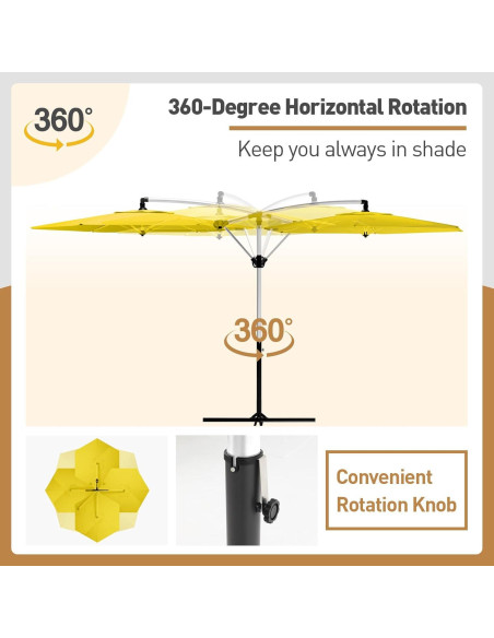 Paraguas de Patio COSIEST 2.74m Amarillo con Rotación 360 Paraguas de Patio COSIEST 2.74m Amarillo con Rotación 360