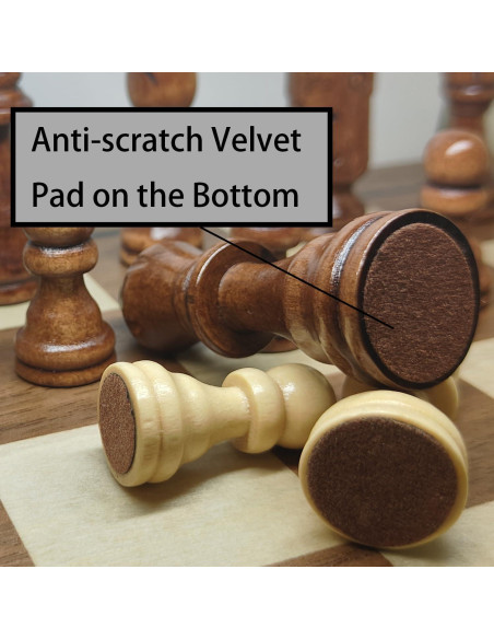 Piezas de Ajedrez de Madera Baspoom 7,62 cm con Bolsa