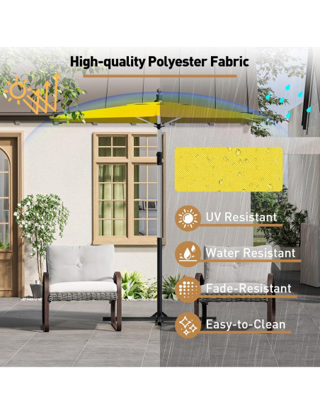 Paraguas de Patio COSIEST 2.74m Amarillo con Rotación 360 Paraguas de Patio COSIEST 2.74m Amarillo con Rotación 360