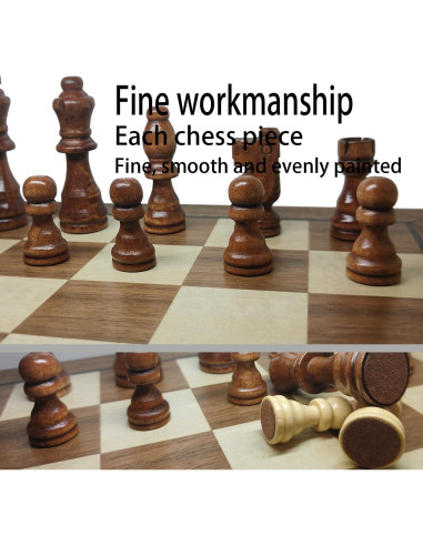 Piezas de Ajedrez de Madera Baspoom 7,62 cm con Bolsa