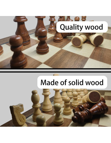 Piezas de Ajedrez de Madera Baspoom 7,62 cm con Bolsa