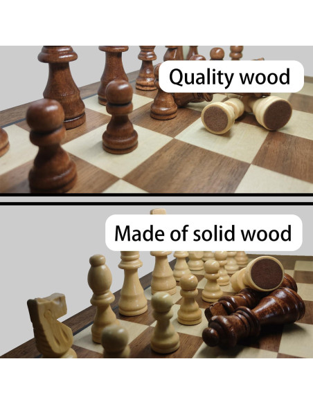 Piezas de Ajedrez de Madera Baspoom 7,62 cm con Bolsa