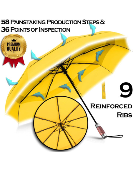 Paraguas Plegable Royal Walk Amarillo Automático 120 cm Paraguas Plegable Royal Walk Amarillo Automático 120 cm