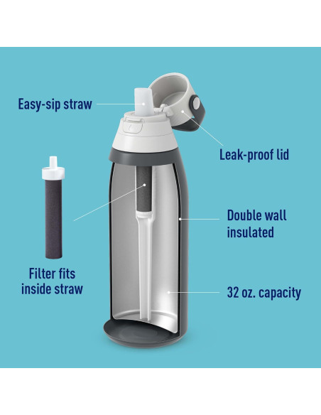 Botella Filtrante Brita de Acero Inoxidable 32 oz Aislada