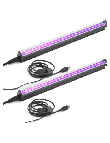 Barra de Luz Negra LED GREENIC 10W 30cm USB 2 Piezas