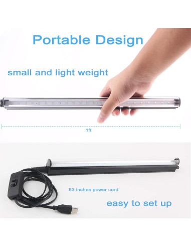 Barra de Luz Negra LED GREENIC 10W 30cm USB 2 Piezas