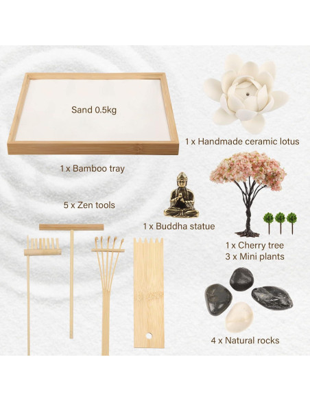 Kit Jardín Zen FOLKOR LIFE con Buda y Soporte de Incienso
