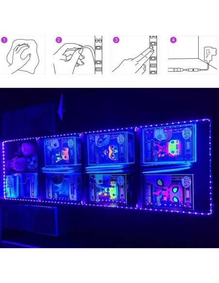 inShareplus Tira LED UV 24W 10M 600 LEDs 12V para Fiesta