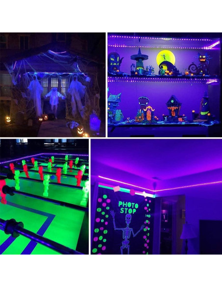 inShareplus Tira LED UV 24W 10M 600 LEDs 12V para Fiesta