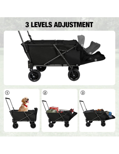 Carro Plegable para Perros REDCAMP 220L Negro con Extensión