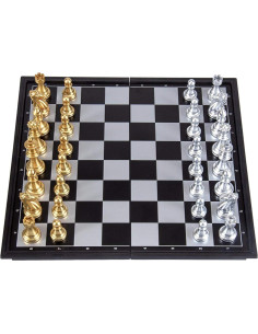 Juego de Ajedrez Magnético AMEROUS 24.89 cm Plegable con 2 Reinas 2