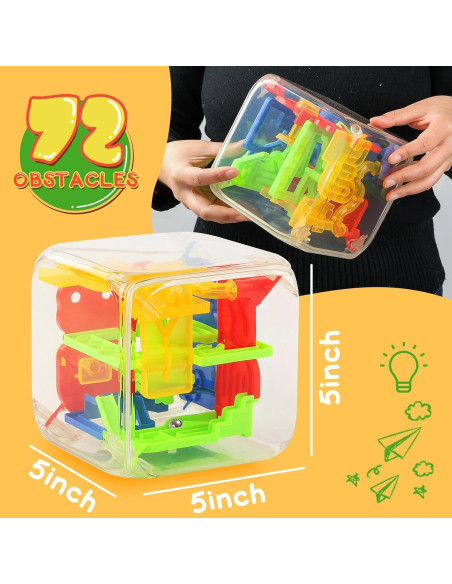 Cubo de Laberinto 3D 3 Nutrias con 72 Obstáculos