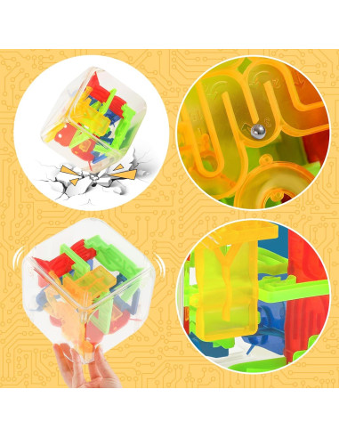 Cubo de Laberinto 3D 3 Nutrias con 72 Obstáculos