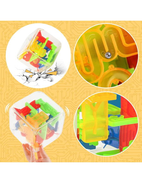 Cubo de Laberinto 3D 3 Nutrias con 72 Obstáculos