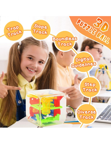 Cubo de Laberinto 3D 3 Nutrias con 72 Obstáculos