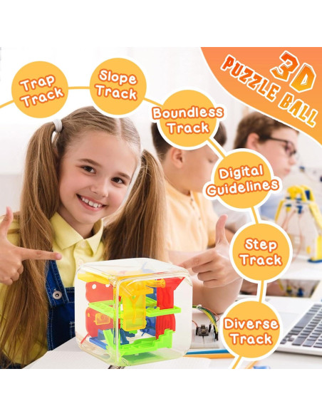 Cubo de Laberinto 3D 3 Nutrias con 72 Obstáculos