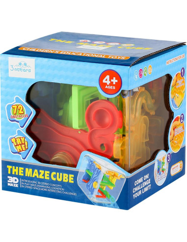 Cubo de Laberinto 3D 3 Nutrias con 72 Obstáculos