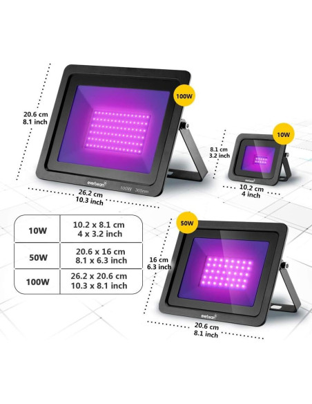 Luz Negra LED UV 50W Everbeam 395nm Impermeable IP66