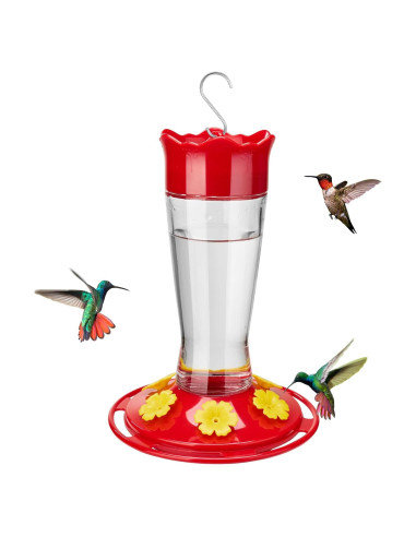 Alimentador de Colibríes de Vidrio Kingsyard 414g Colgante Rojo
