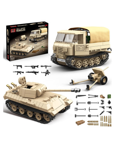 Bloques de Construcción Militar MKmimo Tanque y Tractor 1078 Pzs